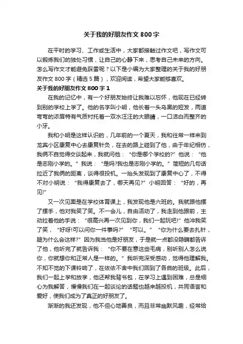 关于我的好朋友作文800字（精选5篇）