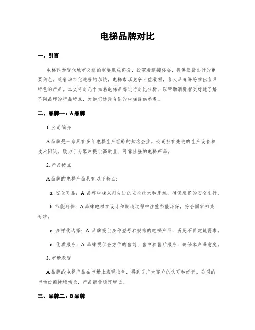 电梯品牌对比