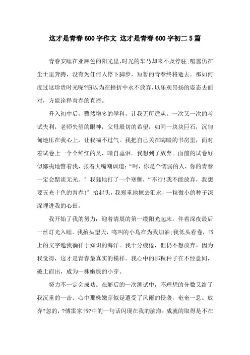 这才是青春600字作文 这才是青春600字初二5篇精选