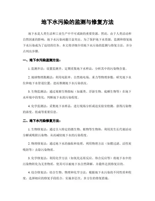 地下水污染的监测与修复方法
