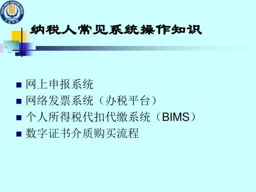纳税人常见系统操作知识精品PPT课件
