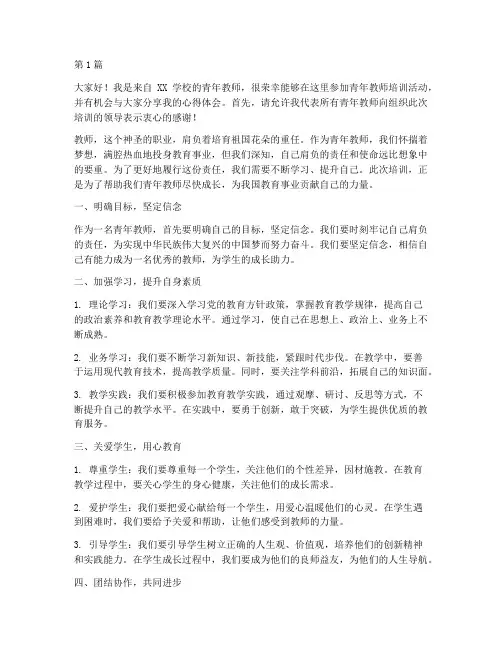 青年教师培训优秀发言稿(3篇)