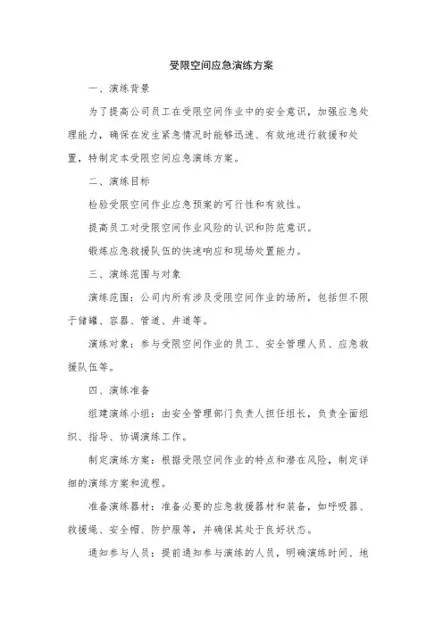 受限空间应急演练方案
