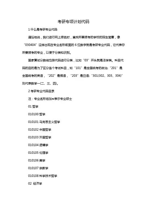 考研专项计划代码