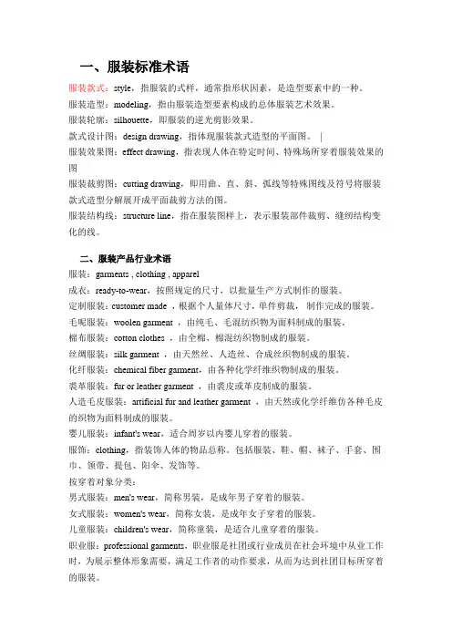 服装专业词汇英汉对照