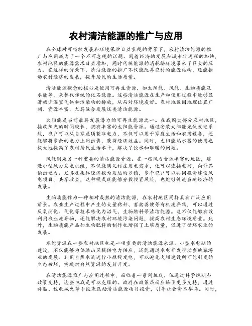 农村清洁能源的推广与应用