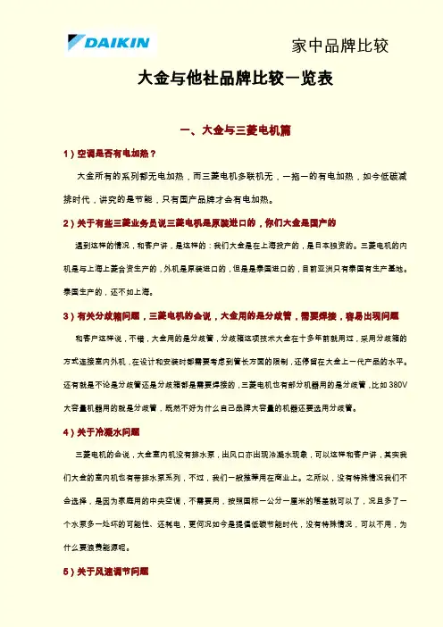 大金家中VS它社品牌对比