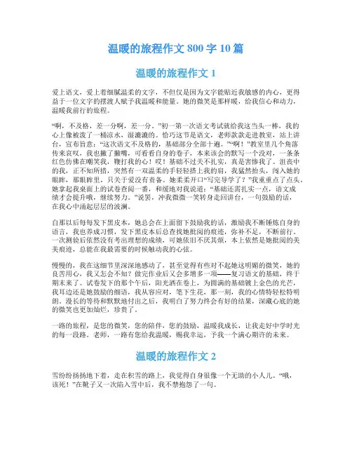 温暖的旅程作文800字10篇