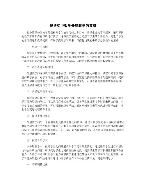浅谈初中数学分层教学的策略