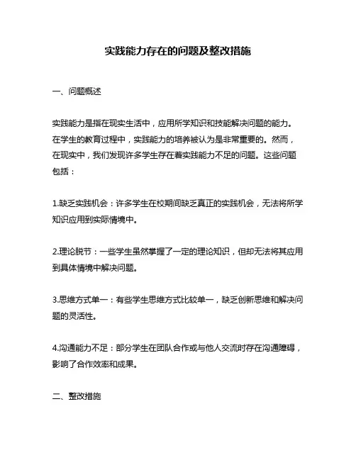 实践能力存在的问题及整改措施