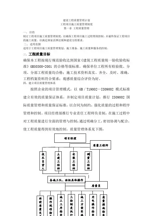 建设工程质量管理计划