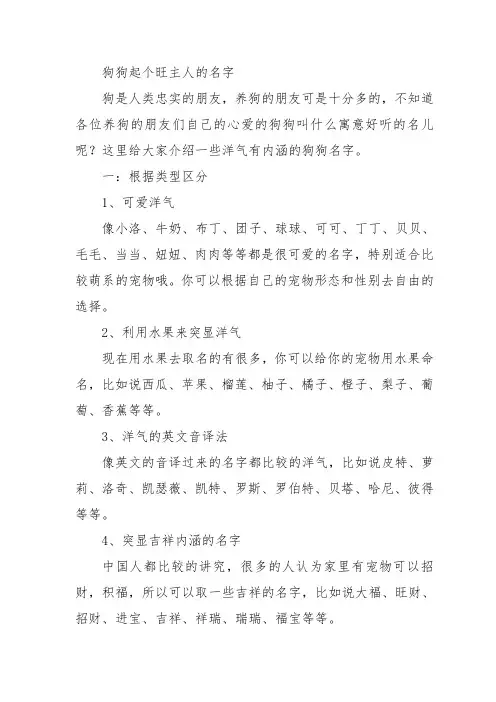 狗狗起个旺主人的名字