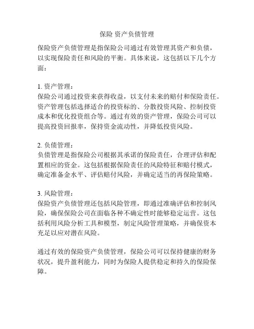保险 资产负债管理