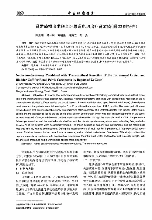 肾盂癌根治术联合经尿道电切治疗肾盂癌(附22例报告)