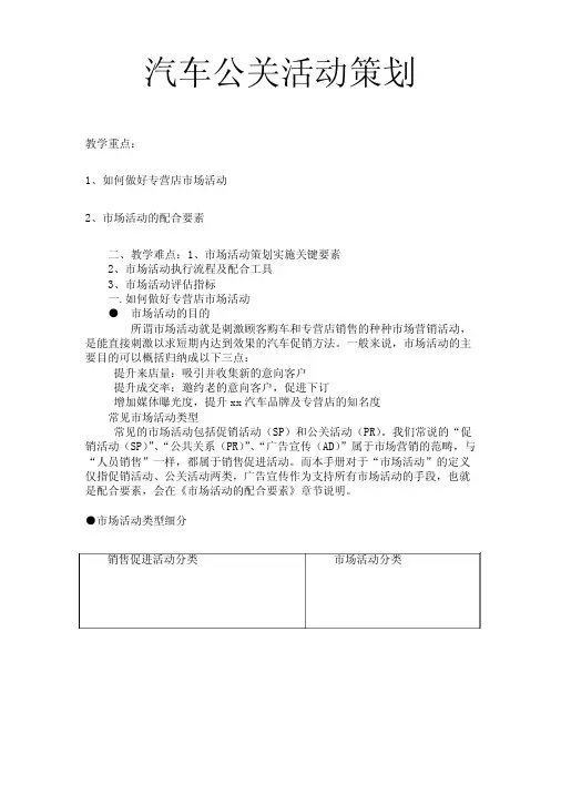 汽车公关活动策划