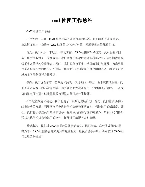 cad社团工作总结