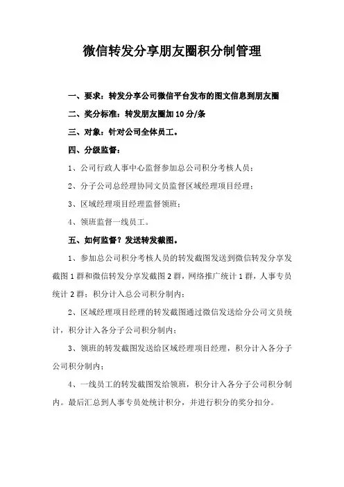 微信转发分享朋友圈积分制管理