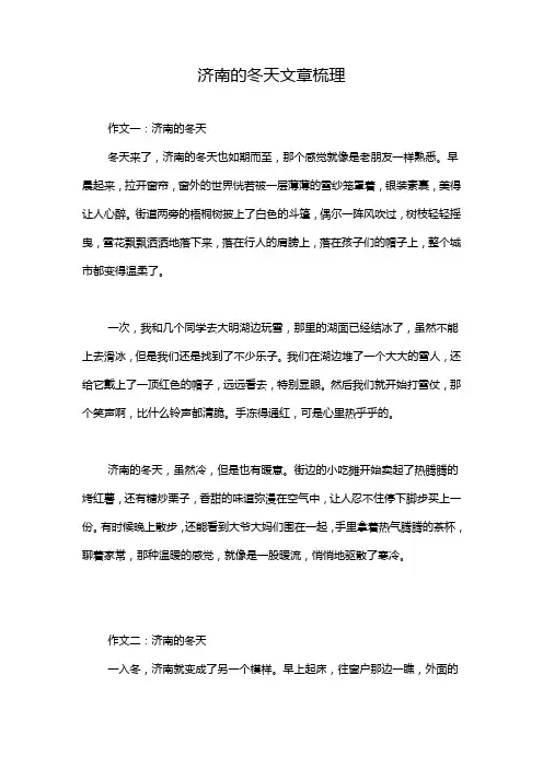 济南的冬天文章梳理