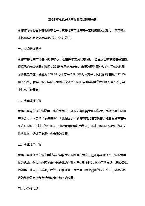 2023年承德房地产行业市场规模分析
