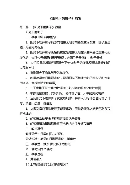 《阳光下的影子》教案