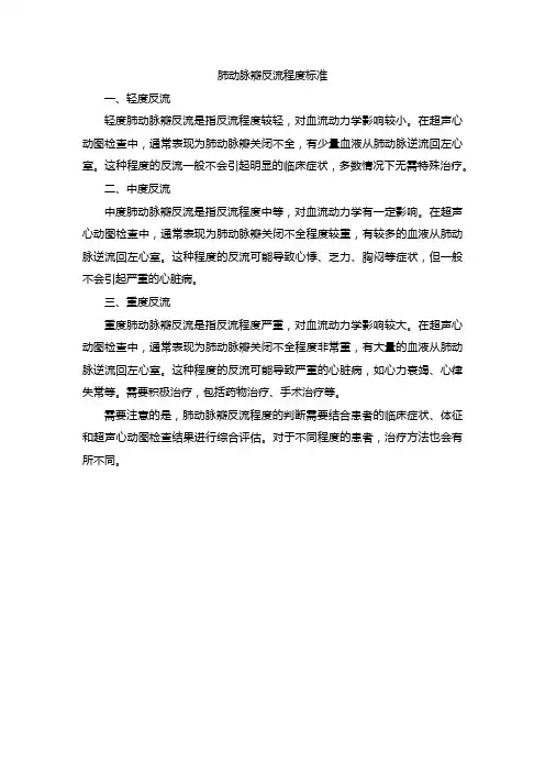 肺动脉瓣反流程度标准