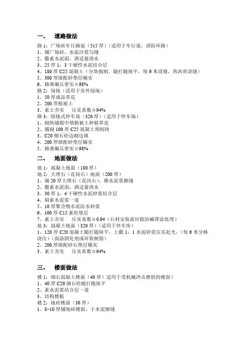 建筑构造统一做法表