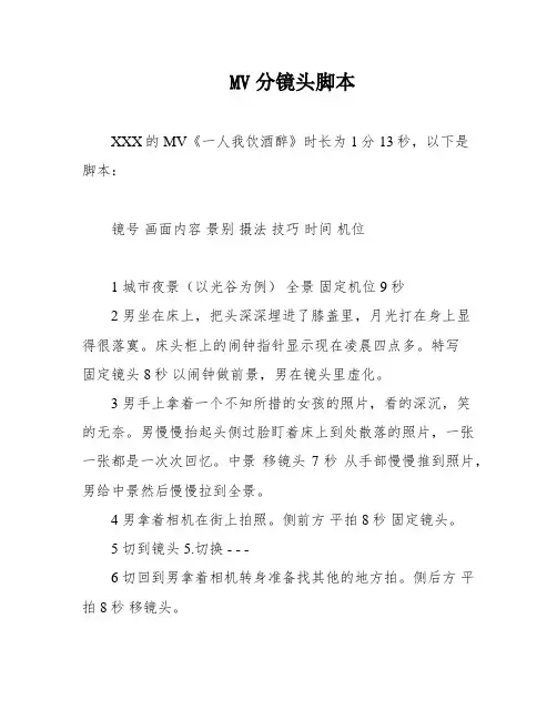 MV分镜头脚本