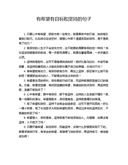 有希望有目标和坚持的句子