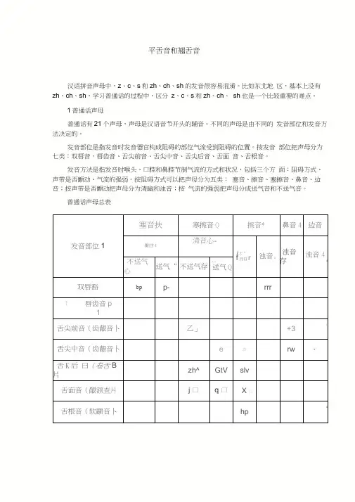 平舌音和翘舌音