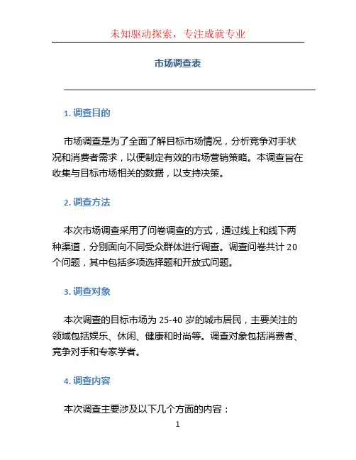 市场调查表