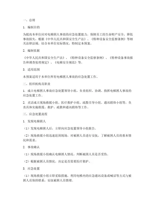 电梯困人事故处置预案