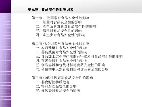 《食品安全与质量控制》03食品安全性影响因素