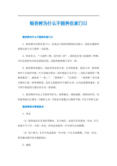 银杏树为什么不能种在家门口
