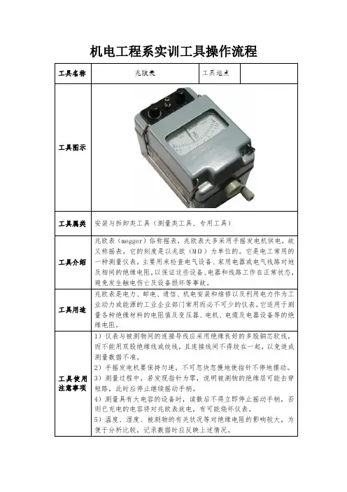 兆欧表使用方法