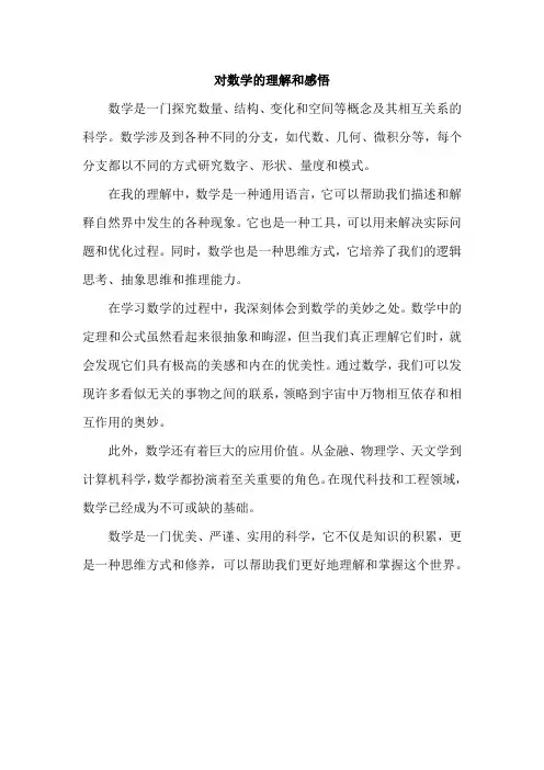 对数学的理解和感悟