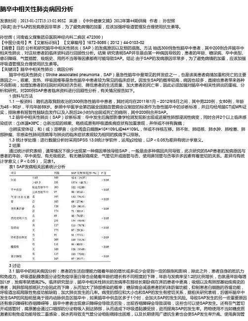 脑卒中相关性肺炎病因分析