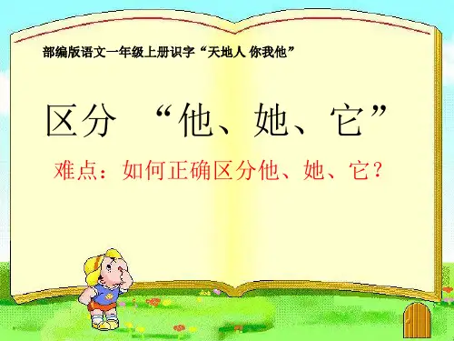 【新版】人教部编版一年级语文上册《如何区分他她它？(天地人你我他)》优质课件