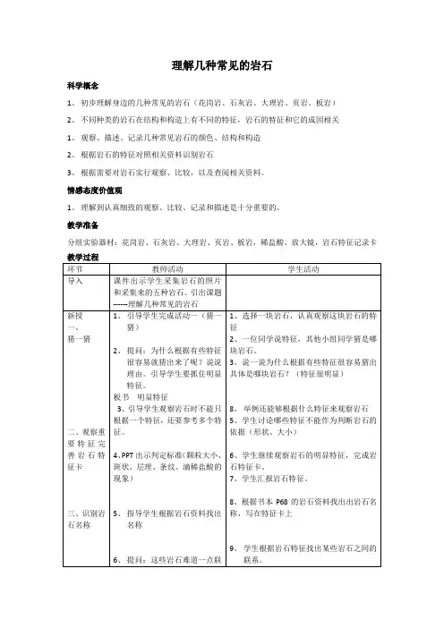 教科四年级科学下《四 岩石和矿物  认识几种常见的岩石》公开课课件_1