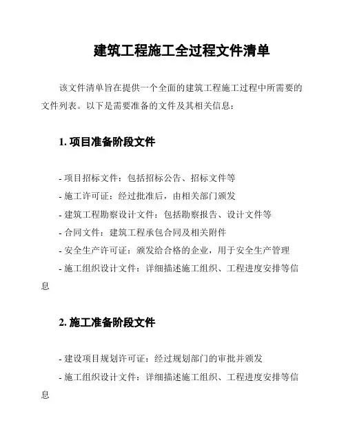 建筑工程施工全过程文件清单