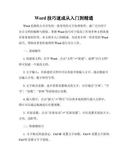 Word技巧速成从入门到精通