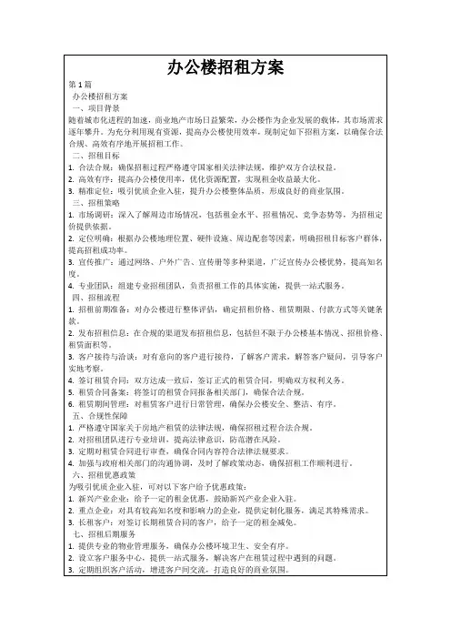办公楼招租方案