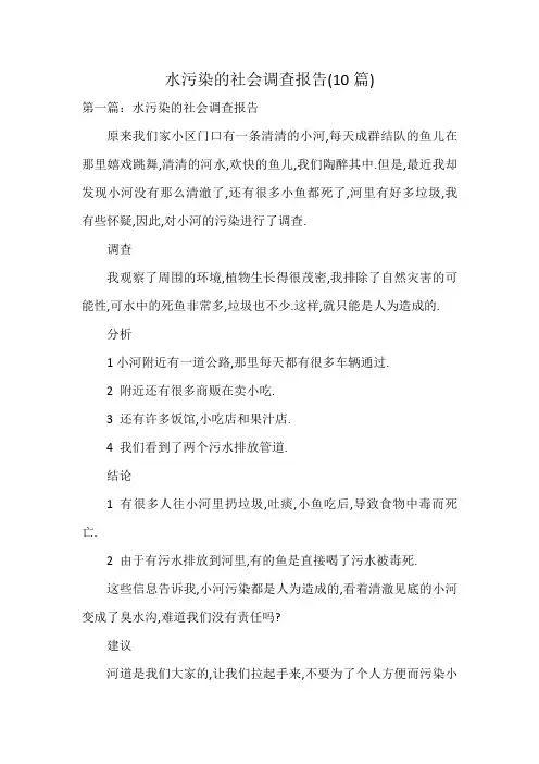 水污染的社会调查报告(10篇)