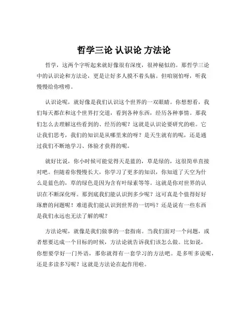 哲学三论 认识论 方法论