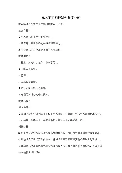 标本手工相框制作教案中班