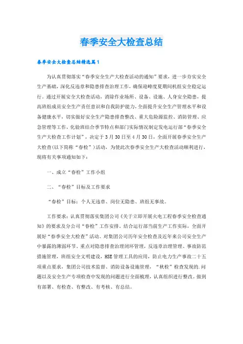 春季安全大检查总结