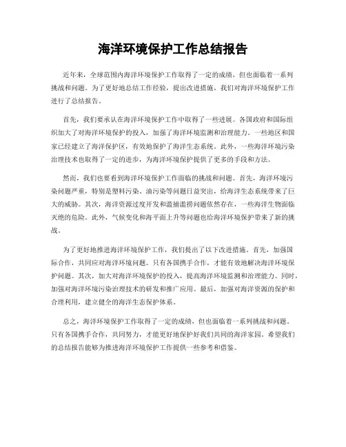 海洋环境保护工作总结报告