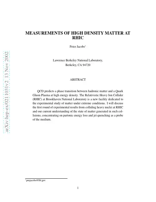 Measurements of High Density Matter at RHIC