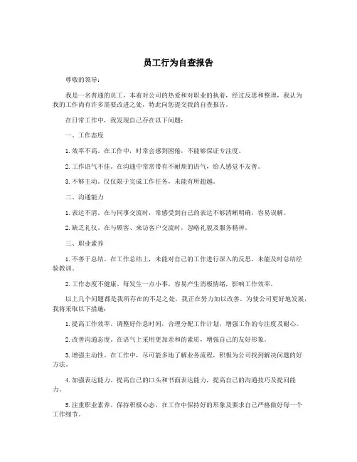 员工行为自查报告