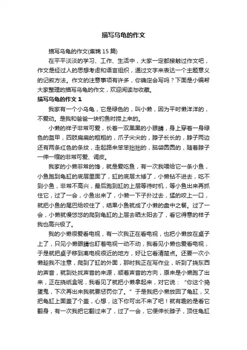 描写乌龟的作文（集锦15篇）
