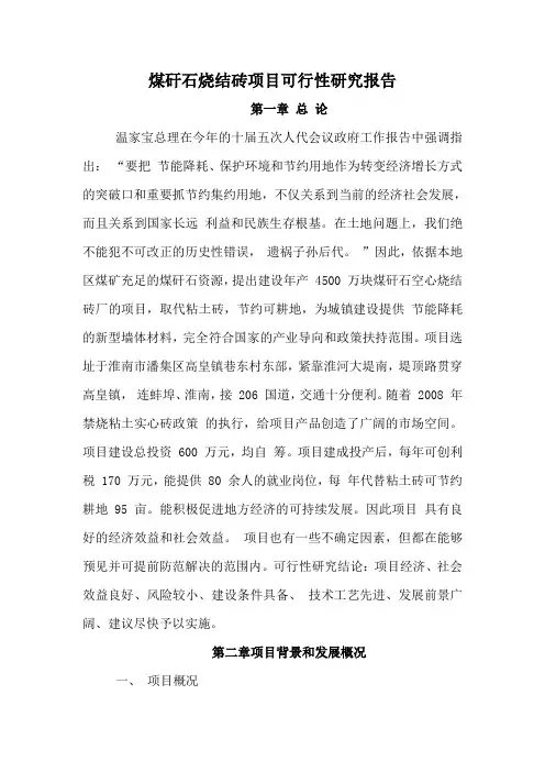 煤矸石烧结砖可行性研究报告